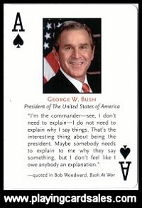 Bush Cards - Playing Cards about the George W. Bush administration - in the General Catalogue (Cat Ref 14042). Click this picture to see more details.